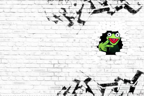 Baumwoll Jersey Panel Cooler Graffitti Frosch  ca. 97 cm Länge